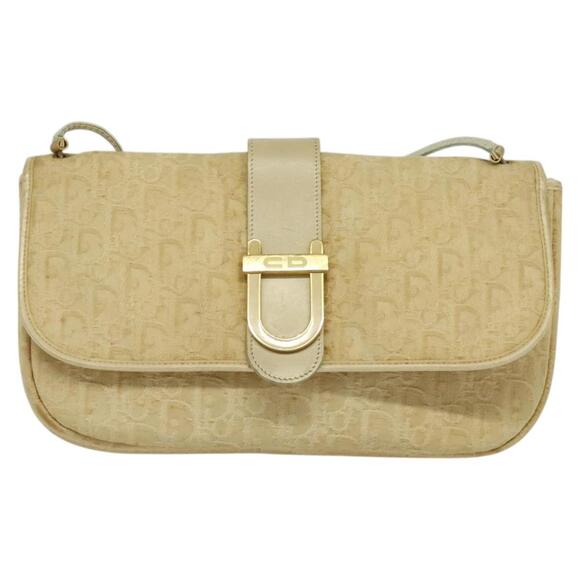DIOR Trotter Canvas Shoulder Bag Beige Gold - Picture 2 of 12